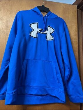 Under Armour Royal Blue Pullover Hoodie with White Logo